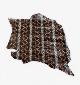 Piel estampada imitación serpiente negro y naranja