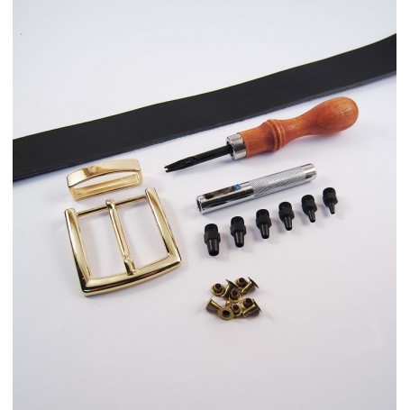 Kit premium de cinturón de cuero artesanal